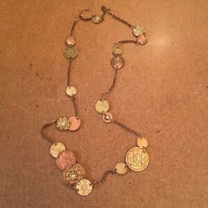 Vintage Elegant Mixed Metal Disk Necklace